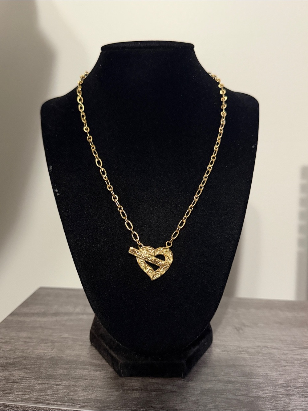 GP SS Round Link Chain Necklace w/ Heart Toggle